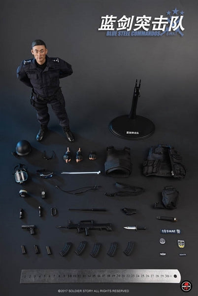 Load image into Gallery viewer, SWAT Blue Steel Commandos - Black Radio w/Headset
