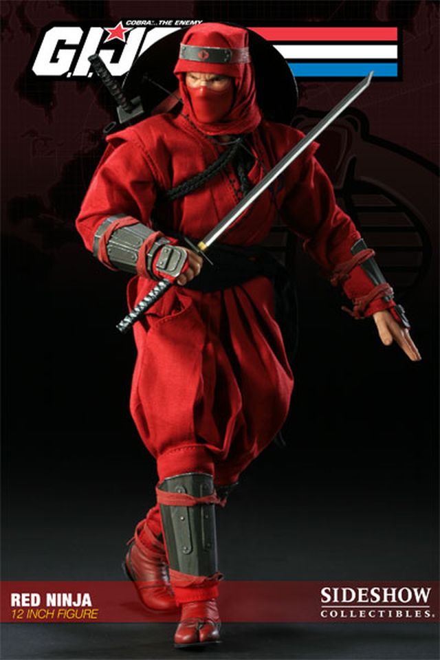 Load image into Gallery viewer, GI JOE - Cobra - Red Ninja - Sugegasa Hat w/Throwing Knifes
