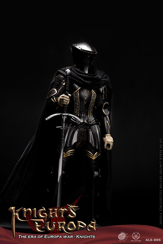 Dragon Knight - Black & Gold Colored Metal Female Greaves