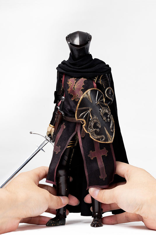 Dragon Knight - Black & Gold Colored Metal Female Greaves