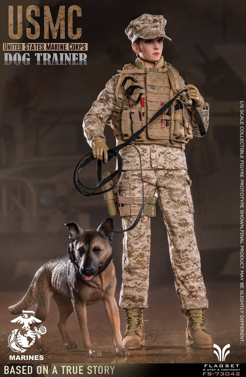 Load image into Gallery viewer, USMC Dog Trainer - Tan Female MOLLE Vest w/Pouch Set &amp; Flags
