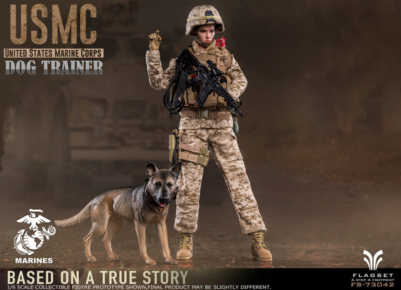 Load image into Gallery viewer, USMC Dog Trainer - Tan Female MOLLE Vest w/Pouch Set &amp; Flags
