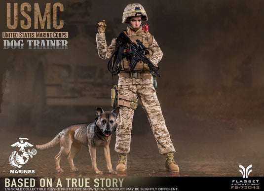 USMC Dog Trainer - Tan Female MOLLE Vest w/Pouch Set & Flags