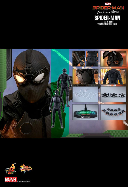 Spiderman Stealth Suit - Black Fingerless Gloved Hand Set