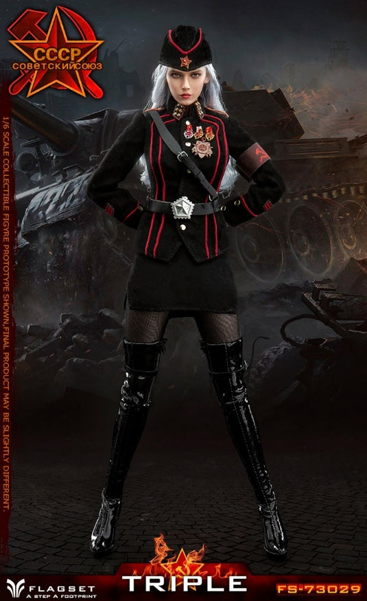 Red Alert Soviet Female Officer - Brown Military Trench Coat