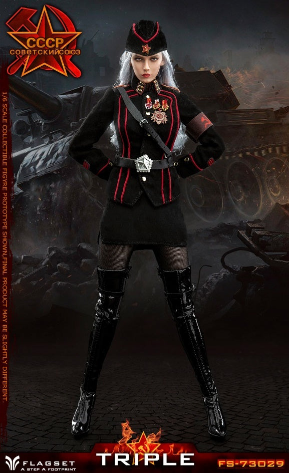 Load image into Gallery viewer, Red Alert Soviet Female Officer - Leather-Like Knee High Boots (Peg Type)

