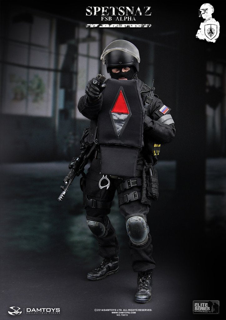 Load image into Gallery viewer, Spetsnaz FSB - Black Riot Helmet w/Adjustable Visor
