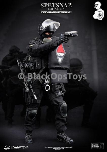 Load image into Gallery viewer, Spetsnaz FSB - Black Riot Helmet w/Adjustable Visor
