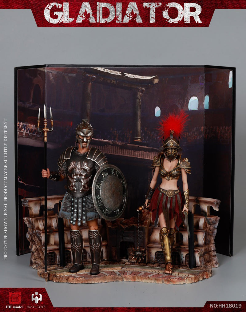 Load image into Gallery viewer, Empire Gladiator &amp; Imperial Female Warrior Red Set - MINT IN BOX
