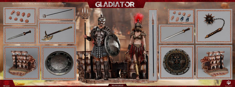 Load image into Gallery viewer, Empire Gladiator &amp; Imperial Female Warrior Red Set - MINT IN BOX
