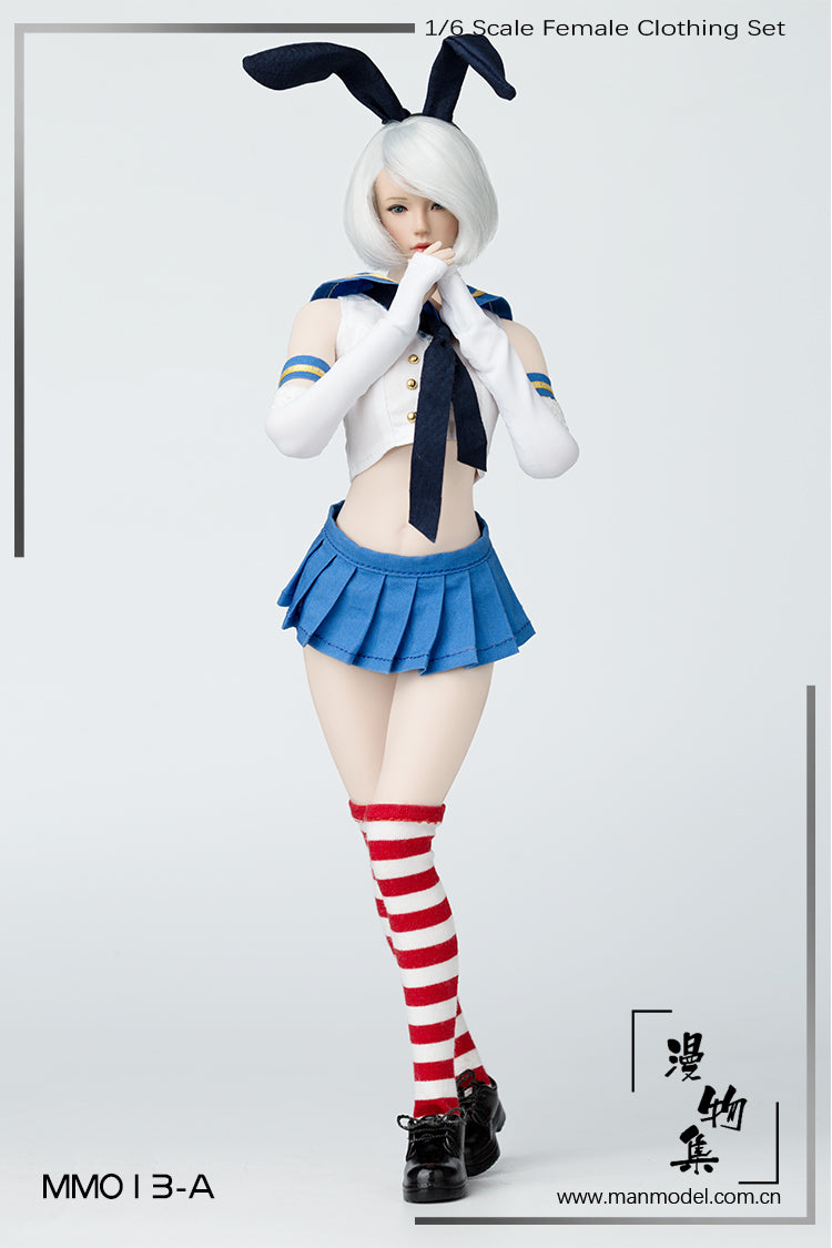 Load image into Gallery viewer, Female Sailor Rabbit - White Gloves w/Blue &amp; Gold Armbands
