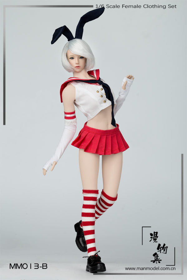 Load image into Gallery viewer, Female Sailor Rabbit - White Gloves w/Red &amp; White Armbands
