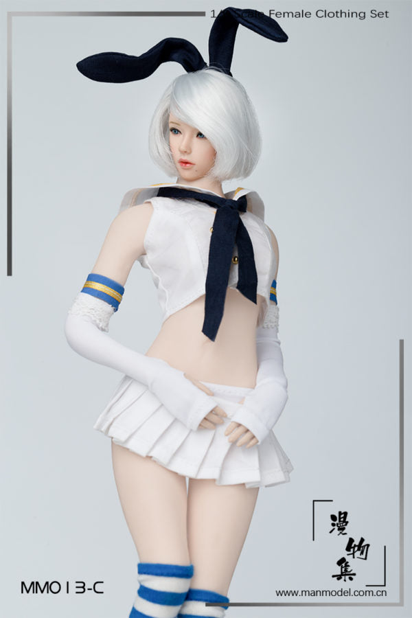 Load image into Gallery viewer, Female Sailor Rabbit - White &amp; Gold Shirt w/Blue Tie
