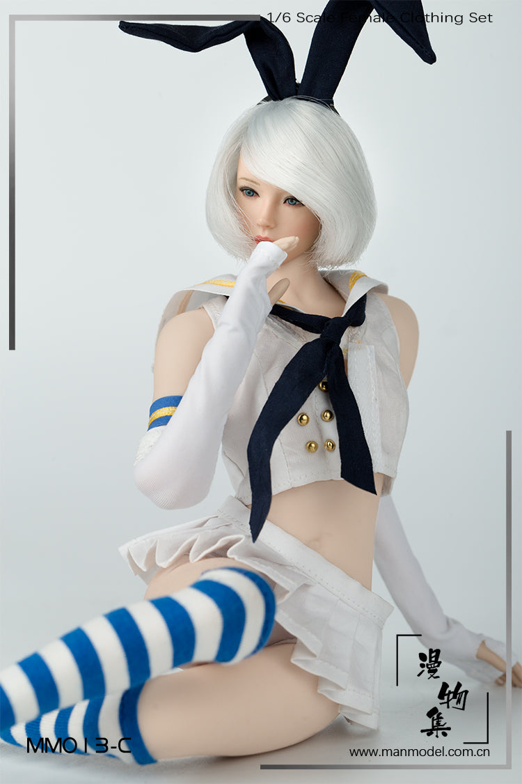 Load image into Gallery viewer, Female Sailor Rabbit - White &amp; Gold Shirt w/Blue Tie
