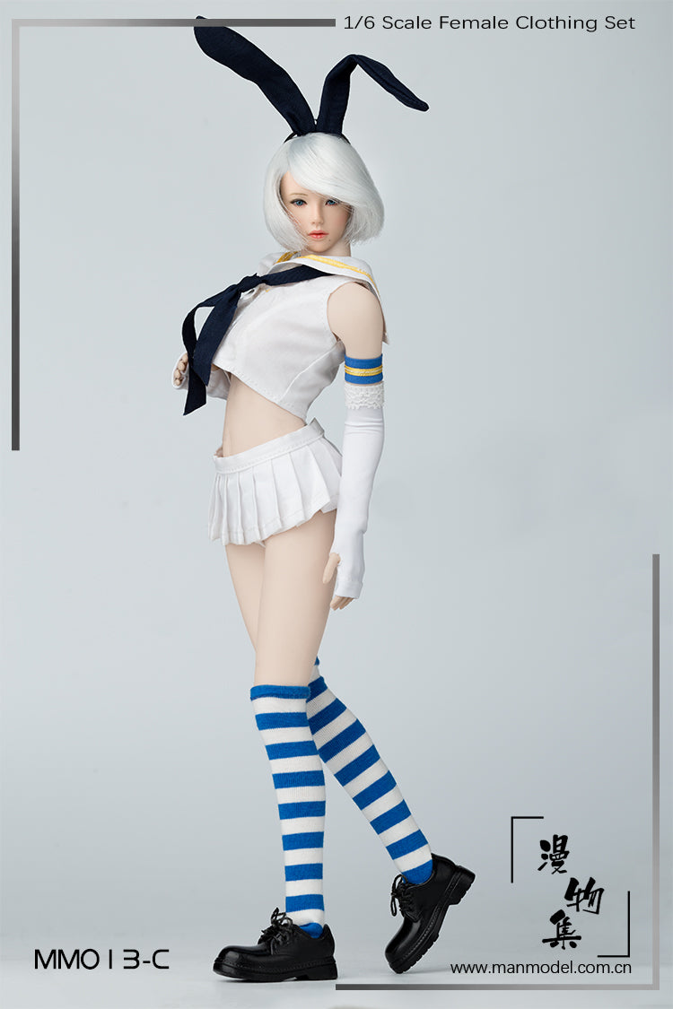 Load image into Gallery viewer, Female Sailor Rabbit - White &amp; Gold Shirt w/Blue Tie
