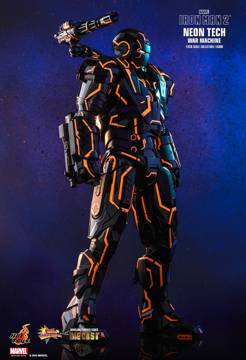 Load image into Gallery viewer, Diecast Neon Tech Black &amp; Orange War Machine Suit - MINT IN BOX
