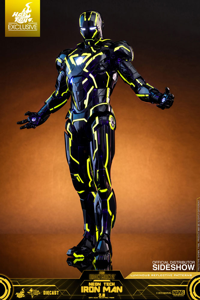 Load image into Gallery viewer, Diecast Neontech Black &amp; Yellow Iron Man Suit- MINT IN BOX
