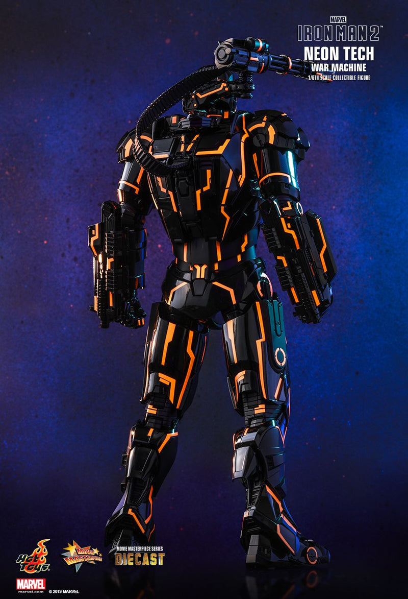 Load image into Gallery viewer, Diecast Neon Tech Black &amp; Orange War Machine Suit - MINT IN BOX
