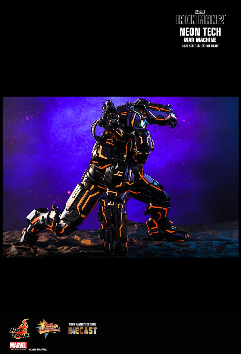 Load image into Gallery viewer, Diecast Neon Tech Black &amp; Orange War Machine Suit - MINT IN BOX
