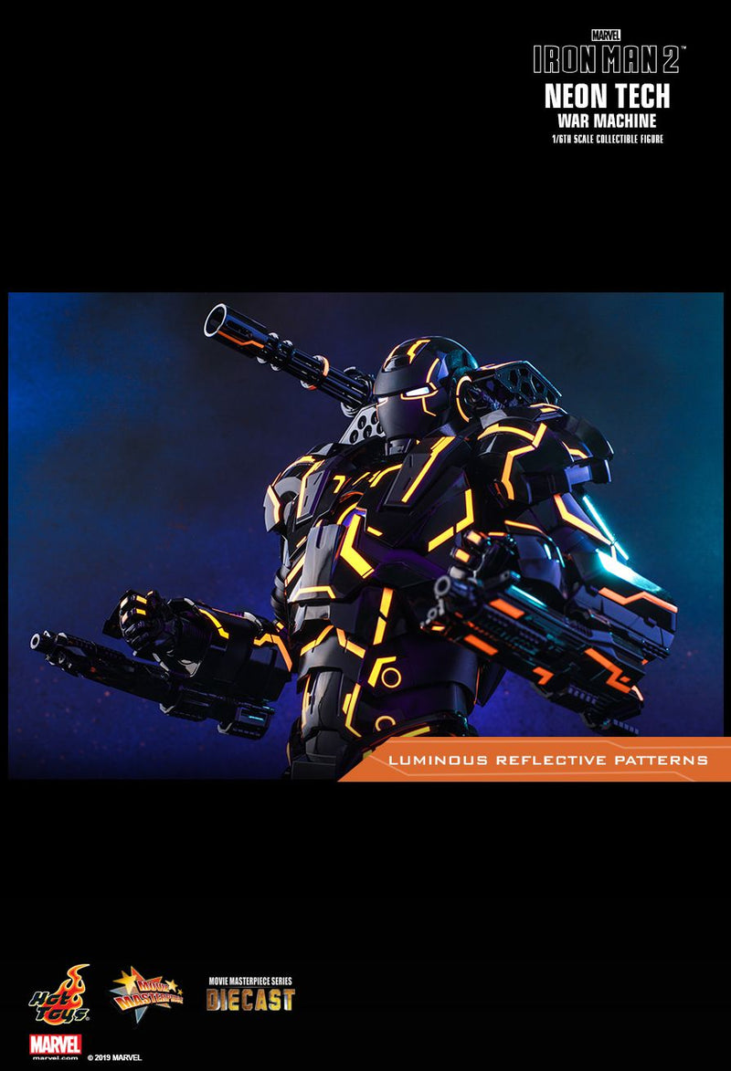 Load image into Gallery viewer, Diecast Neon Tech Black &amp; Orange War Machine Suit - MINT IN BOX
