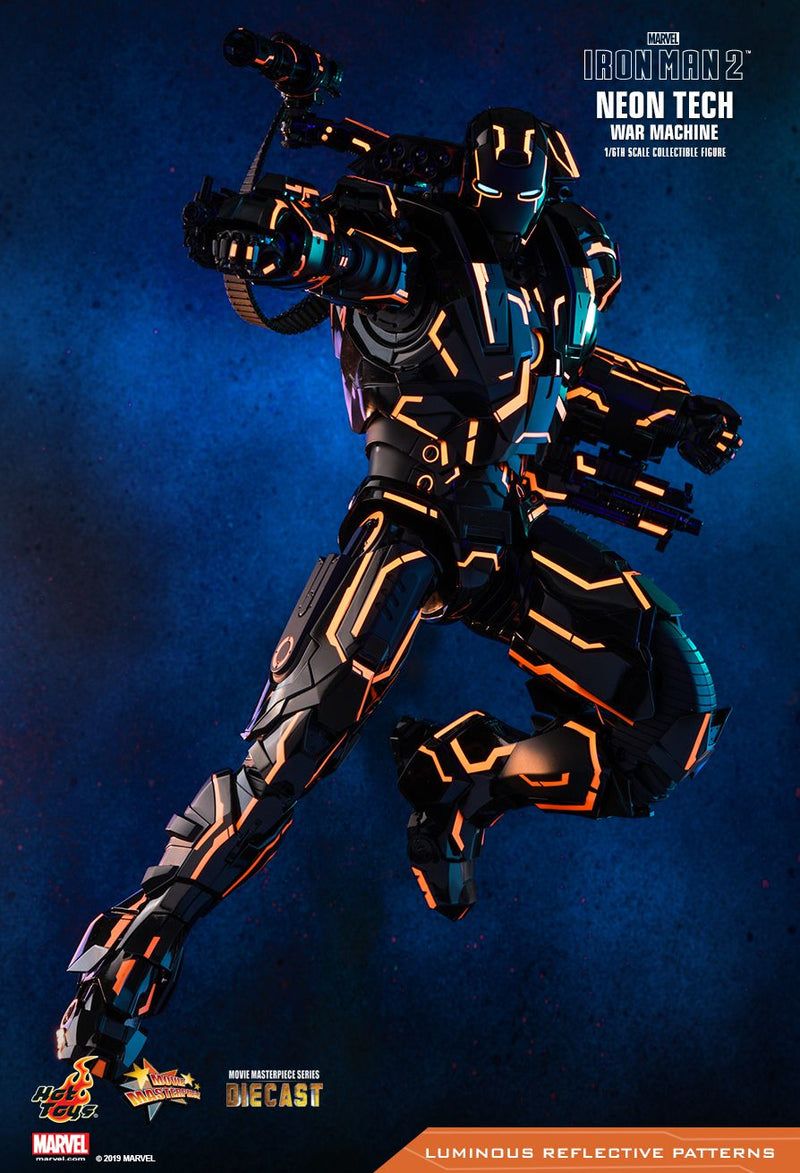 Load image into Gallery viewer, Diecast Neon Tech Black &amp; Orange War Machine Suit - MINT IN BOX
