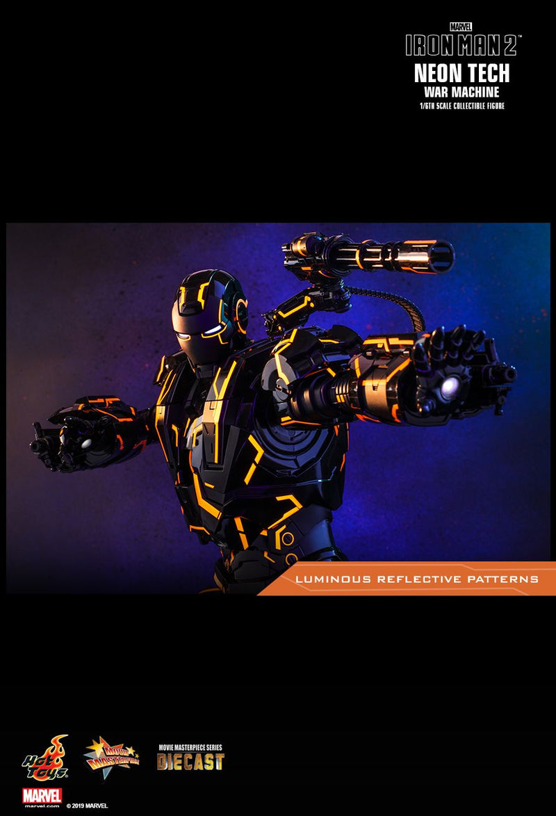 Load image into Gallery viewer, Diecast Neon Tech Black &amp; Orange War Machine Suit - MINT IN BOX
