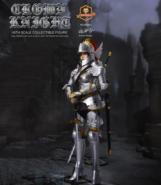 Crown Knight - Metal Silver & Gold Like Female Thigh Armor
