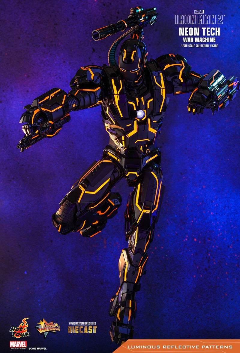 Load image into Gallery viewer, Diecast Neon Tech Black &amp; Orange War Machine Suit - MINT IN BOX
