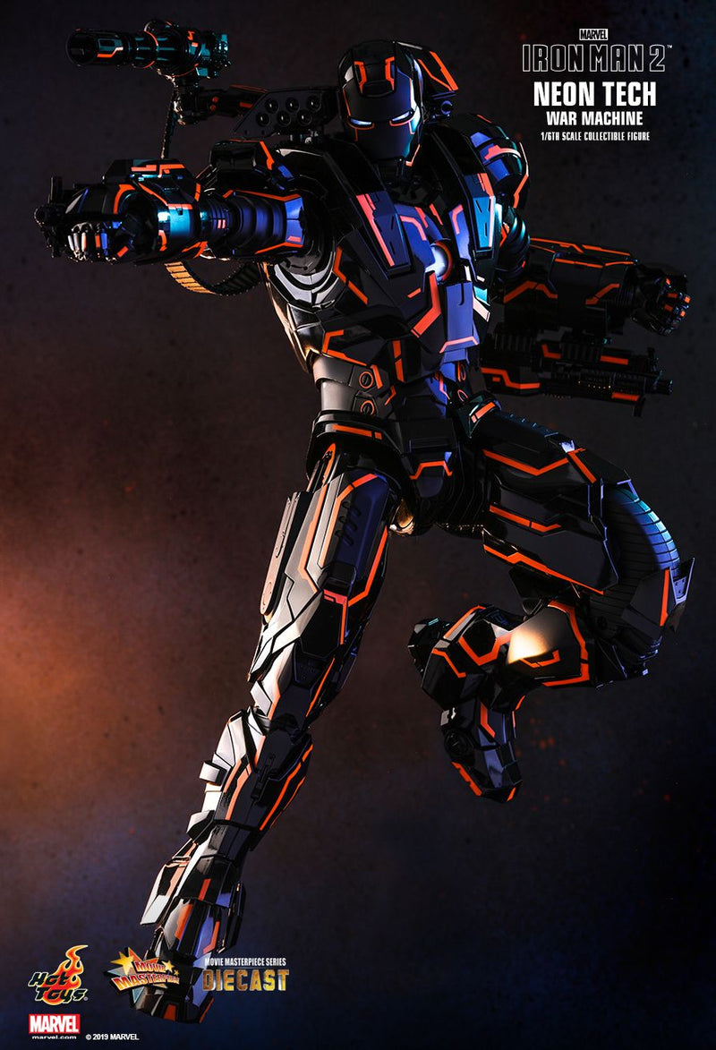 Load image into Gallery viewer, Diecast Neon Tech Black &amp; Orange War Machine Suit - MINT IN BOX
