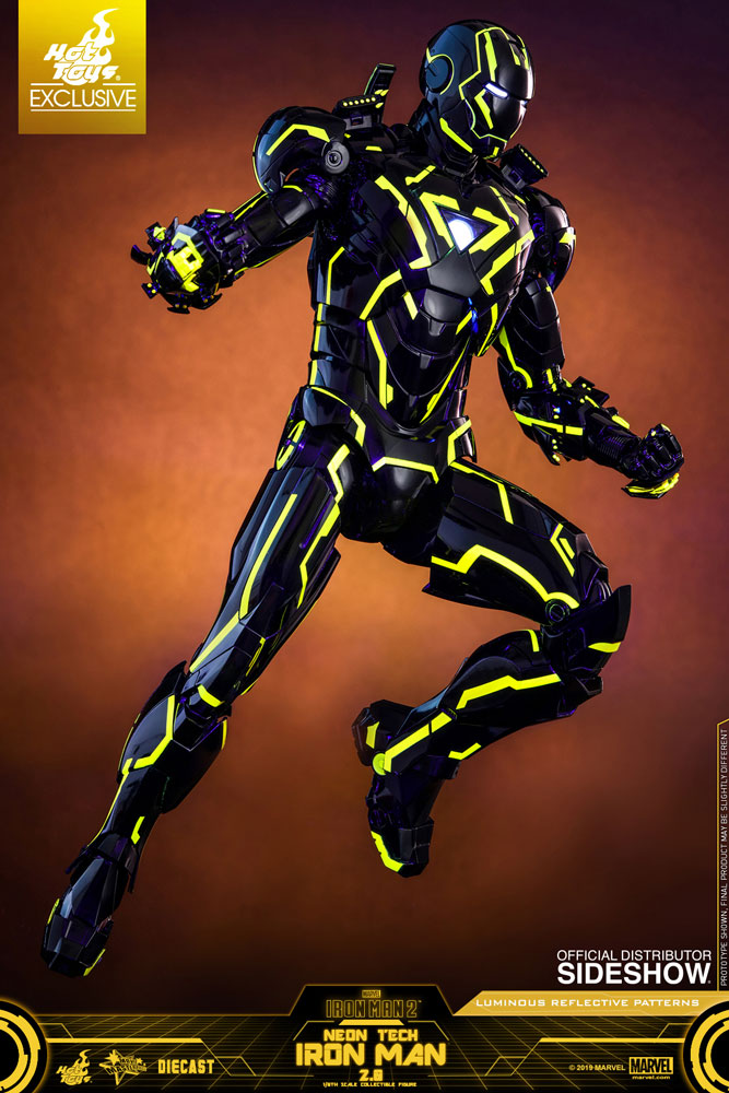 Load image into Gallery viewer, Diecast Neontech Black &amp; Yellow Iron Man Suit- MINT IN BOX
