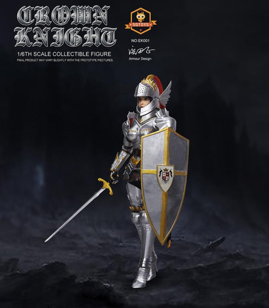 Crown Knight - Silver & Gold Like Flag w/Metal Pole