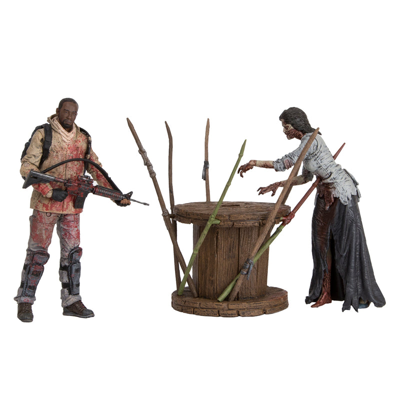 Load image into Gallery viewer, 5 INCH SCALE - TWD - Morgan w/Impaled Walker &amp; Survival Gear Set
